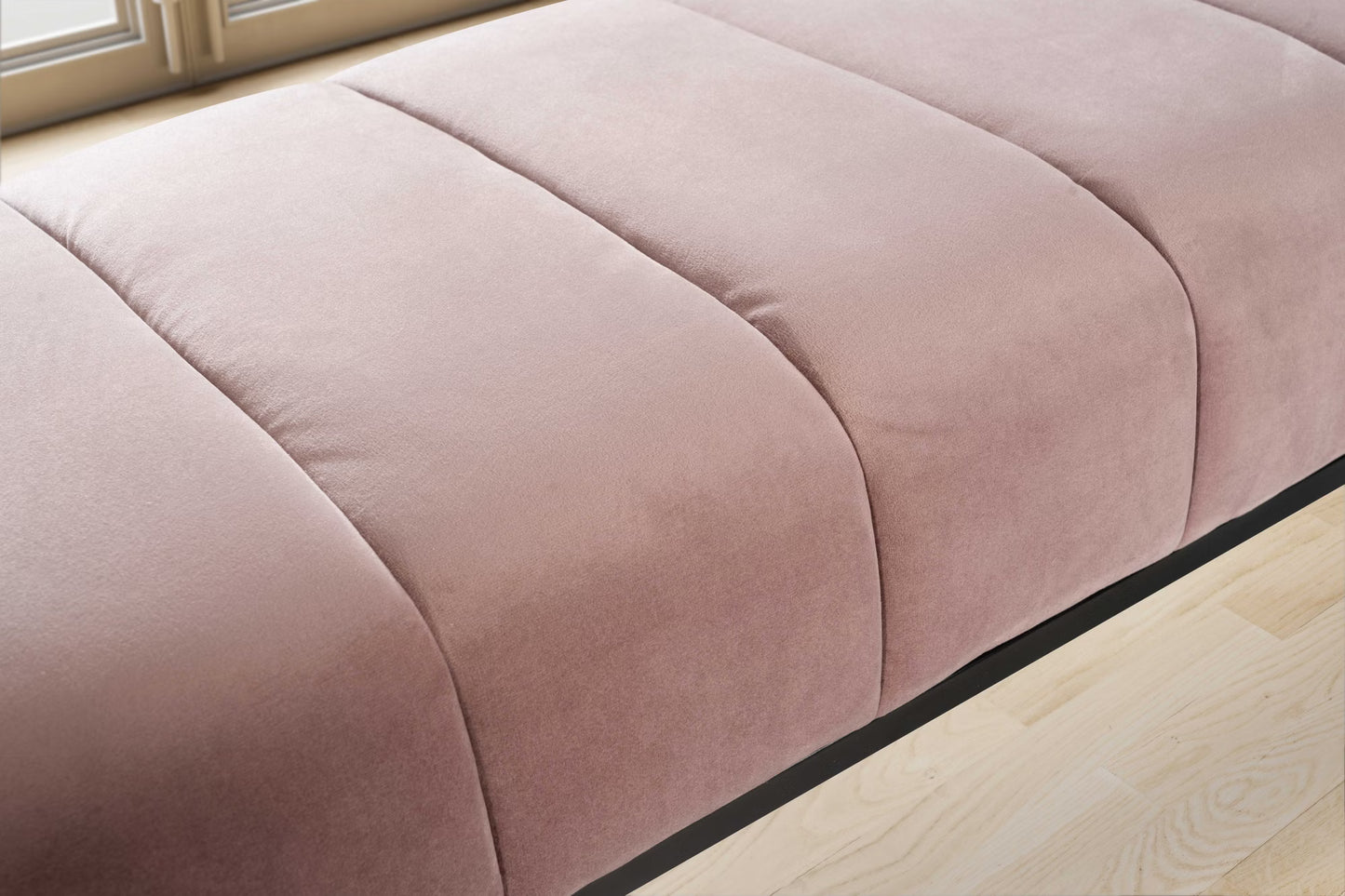 Nancy's Monreale Bankje - Zitbankje - Gangbankje - Halbankje - Roze / Zwart - Fluweel - ± 110 x 40 x 40 cm