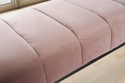 Nancy's Monreale Bankje - Zitbankje - Gangbankje - Halbankje - Roze / Zwart - Fluweel - ± 110 x 40 x 40 cm