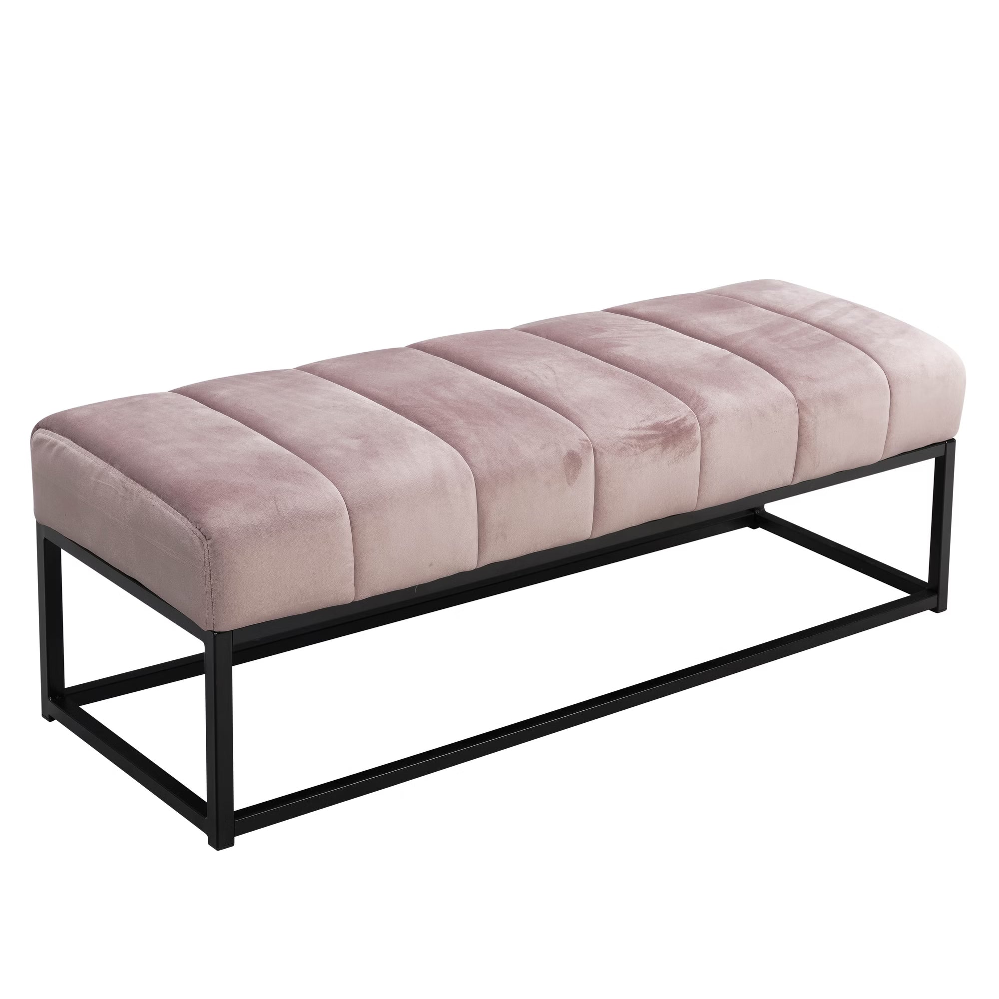 Nancy's Monreale Bankje - Zitbankje - Gangbankje - Halbankje - Roze / Zwart - Fluweel - ± 110 x 40 x 40 cm