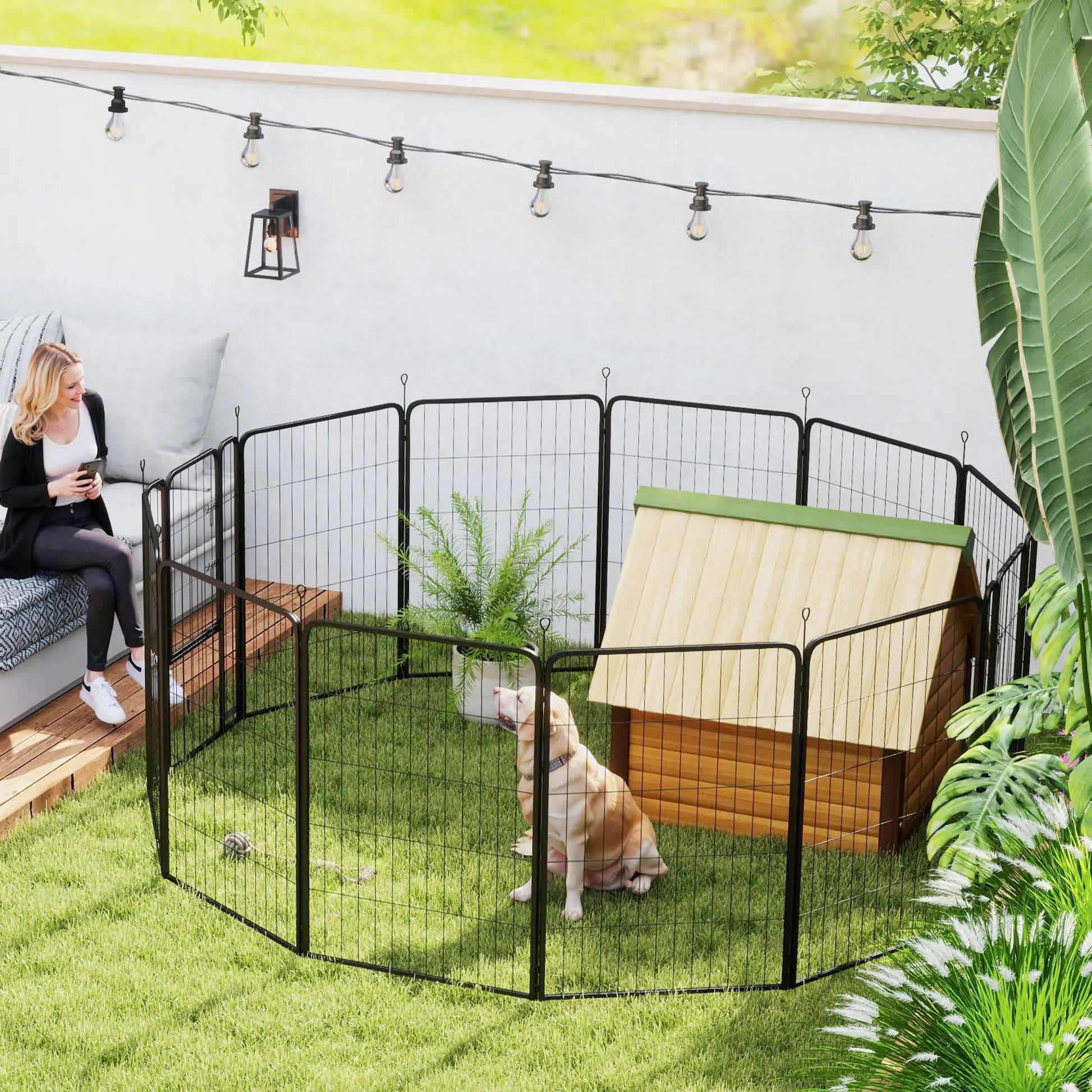 Nancy's Cogne Puppybox - Honden Ren - Puppyren - Zwart - Staal