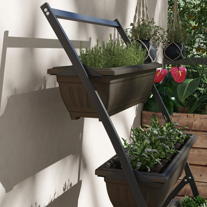 Support à plantes Hernani de Nancy - Escaliers à fleurs - Escaliers à plantes - Noir - Acier - ± 75 x 80 x 160 cm