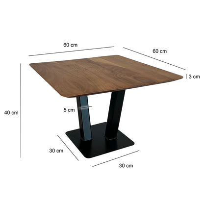 Nancy's Tufillo Salontafel - Koffietafel - Massief Acaciahout / Staal - 60 x 60 x 40 cm