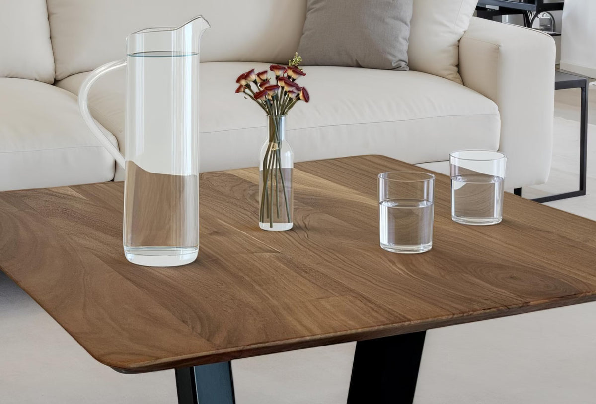 Nancy's Tufillo Salontafel - Koffietafel - Massief Acaciahout / Staal - 60 x 60 x 40 cm