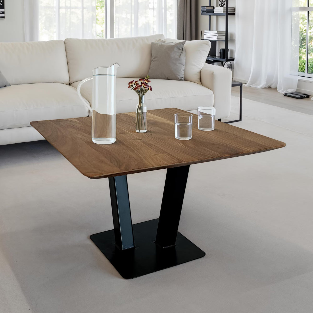 Nancy's Tufillo Salontafel - Koffietafel - Massief Acaciahout / Staal - 60 x 60 x 40 cm