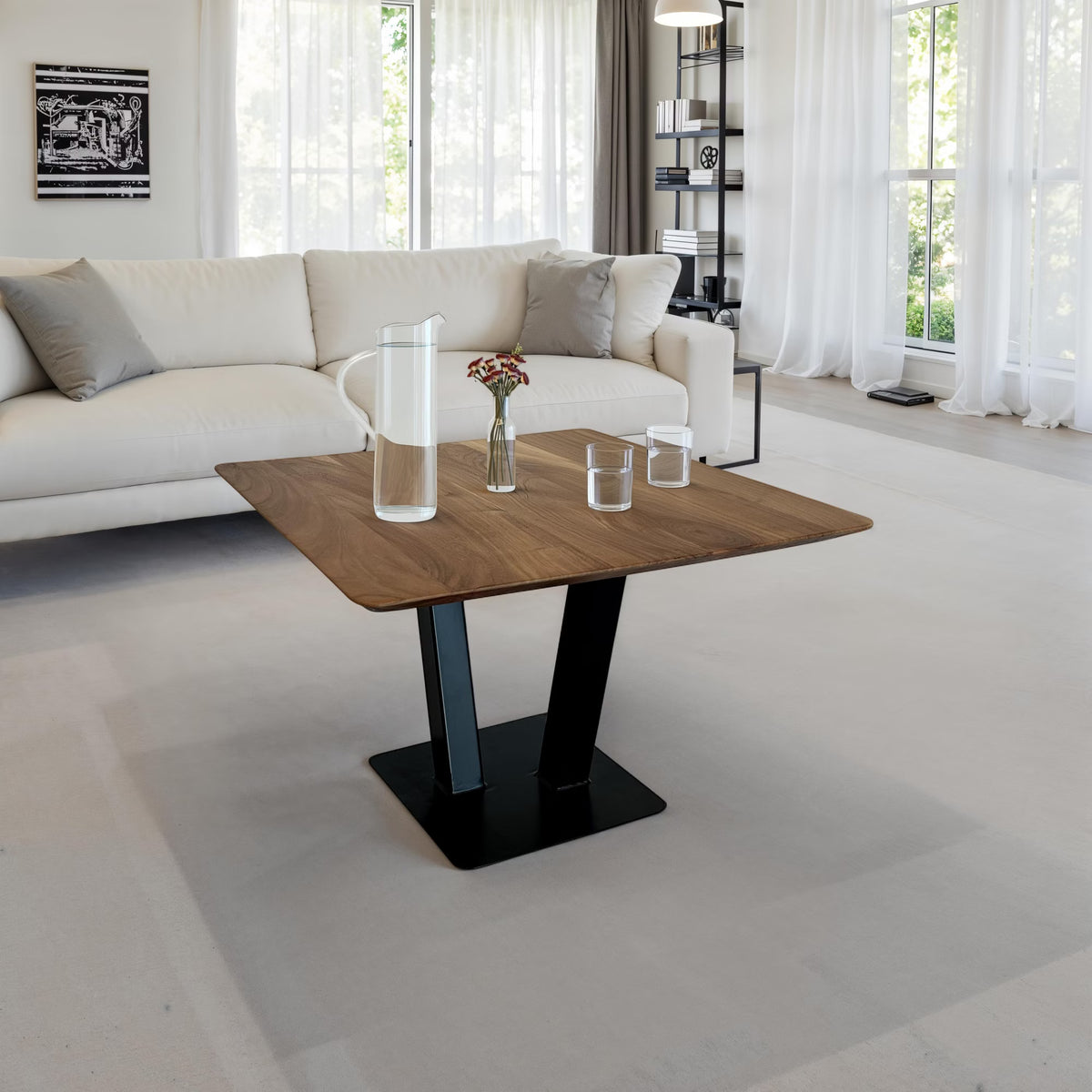Nancy's Tufillo Salontafel - Koffietafel - Massief Acaciahout / Staal - 60 x 60 x 40 cm