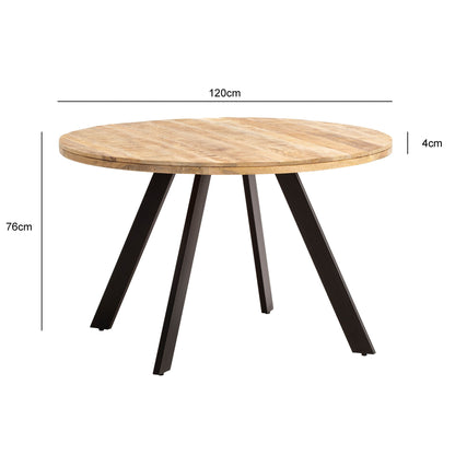 Nancy's Canelas Ronde Eettafel - Eetkamertafel - Keukentafel Rond - Massief Mangohout - ± Ø 120 x 75 cm