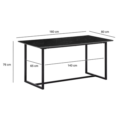 Nancy's Cumeeira Eettafel - Eetkamertafel - Keukentafel - Zwart Marmerlook - ± 160 x 80 x 75 cm