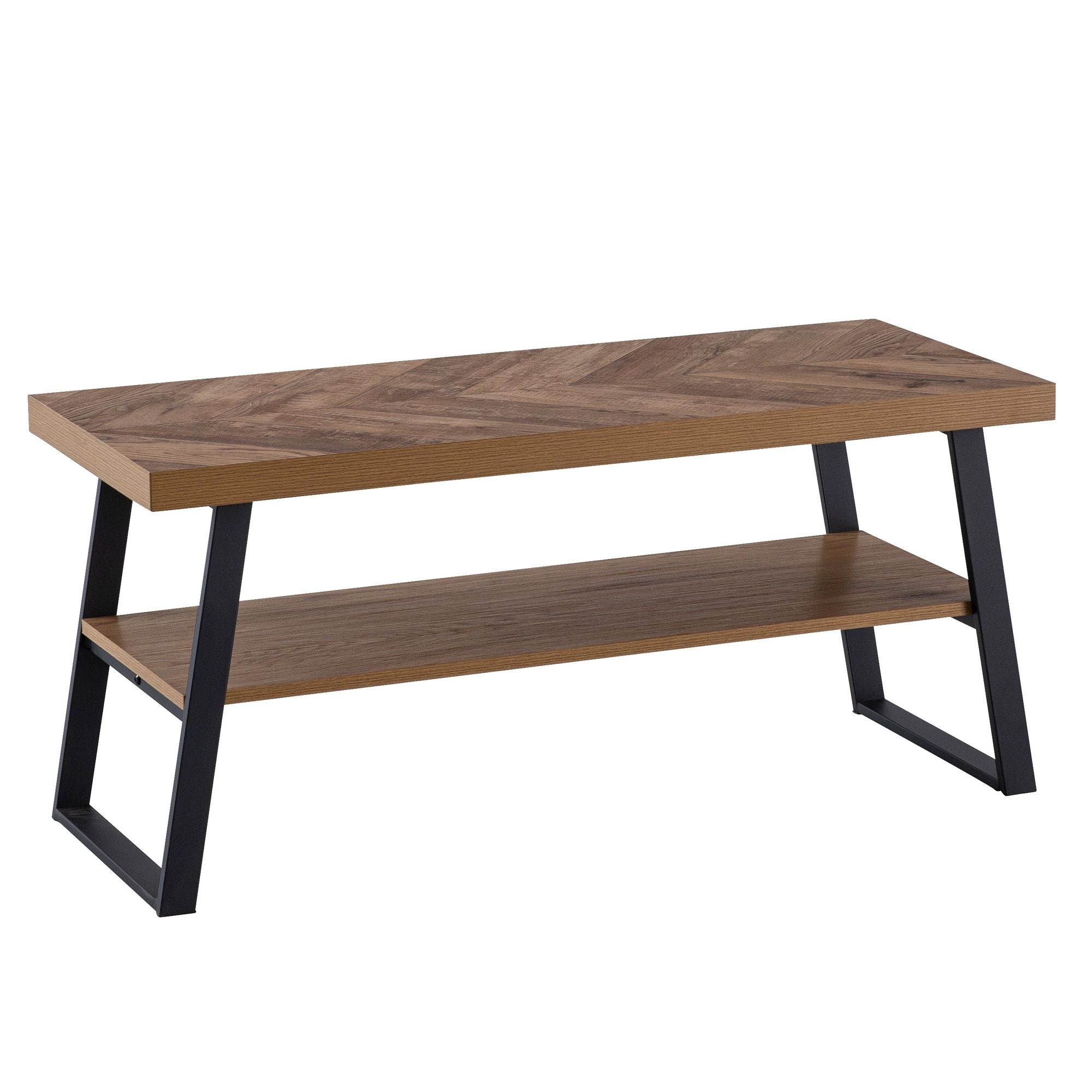 Nancy's Rogil Shoe Bench - Shoe Rack - Hallway Bench - Brown / Black - Oak Look - ± 100 x 40 x 40 cm