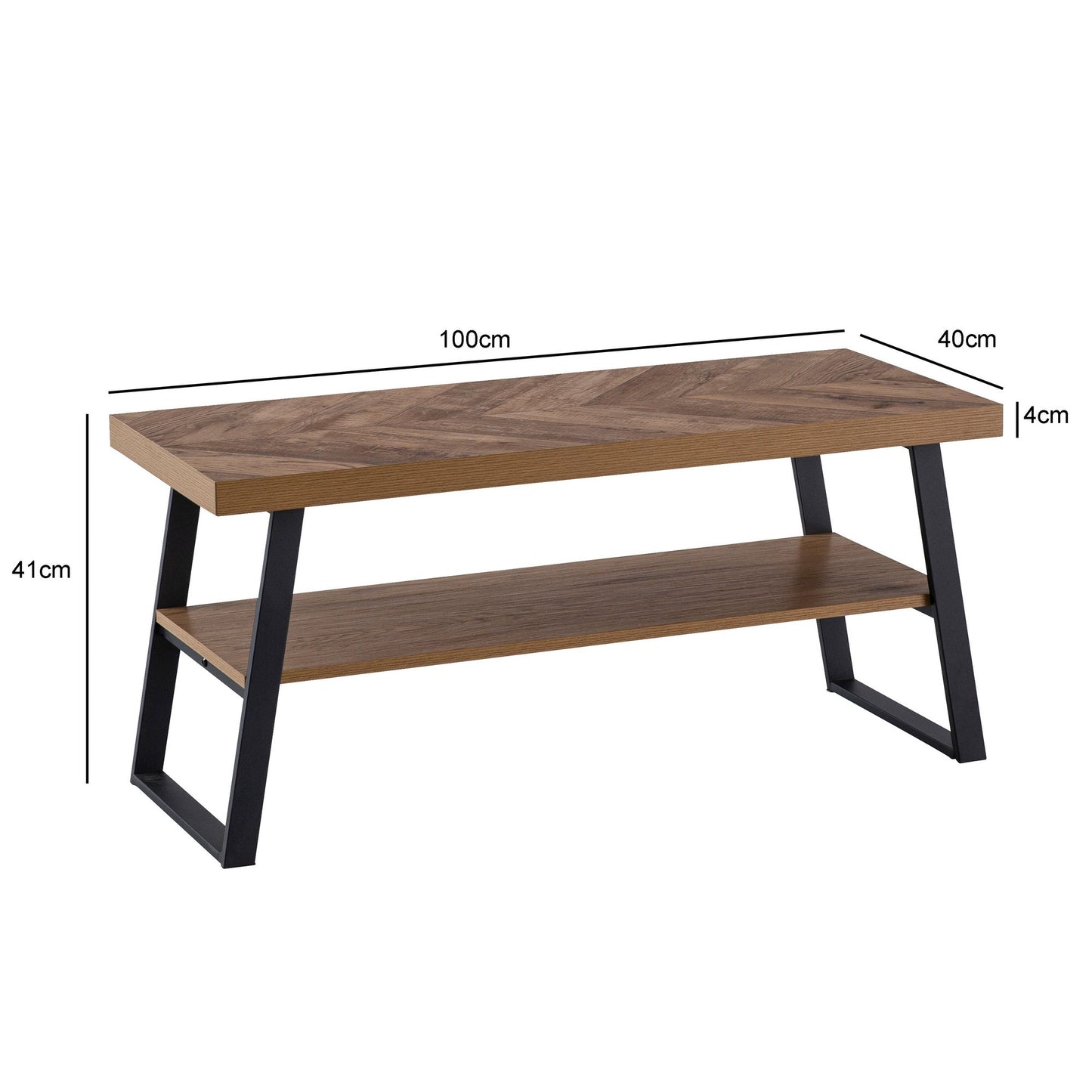 Nancy's Rogil Schoenenbank - Schoenenrek - Gangbank - Bruin / Zwart - Eikenlook - ± 100 x 40 x 40 cm