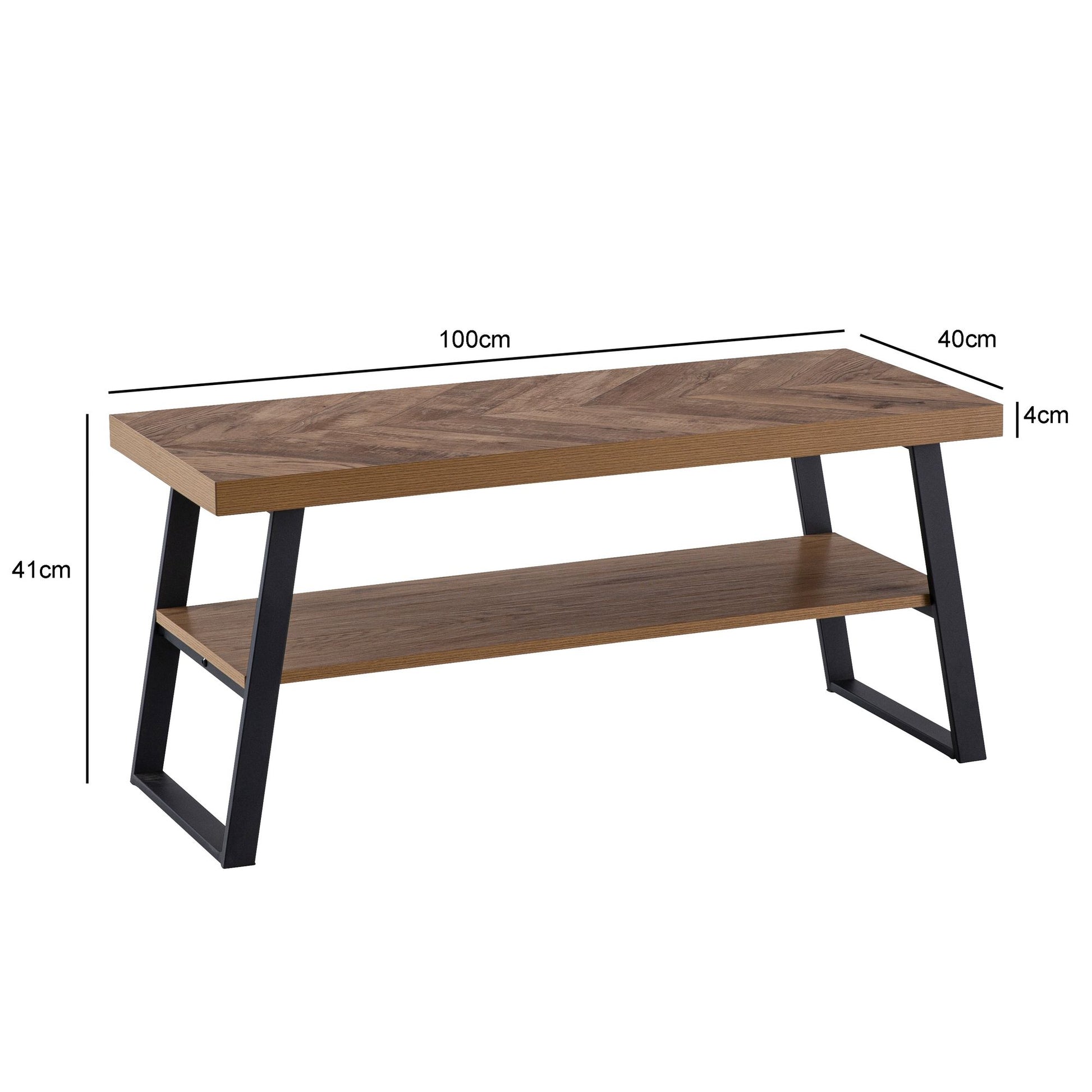 Nancy's Rogil Schoenenbank - Schoenenrek - Gangbank - Bruin / Zwart - Eikenlook - ± 100 x 40 x 40 cm
