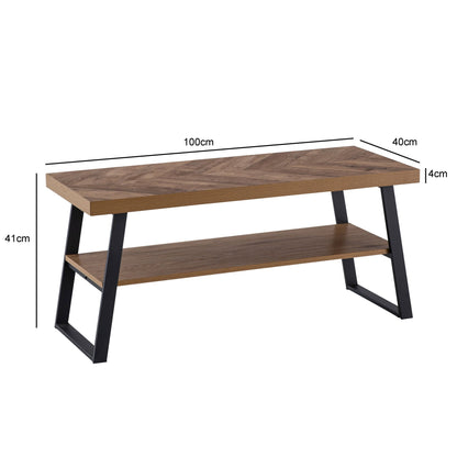Nancy's Rogil Schoenenbank - Schoenenrek - Gangbank - Bruin / Zwart - Eikenlook - ± 100 x 40 x 40 cm
