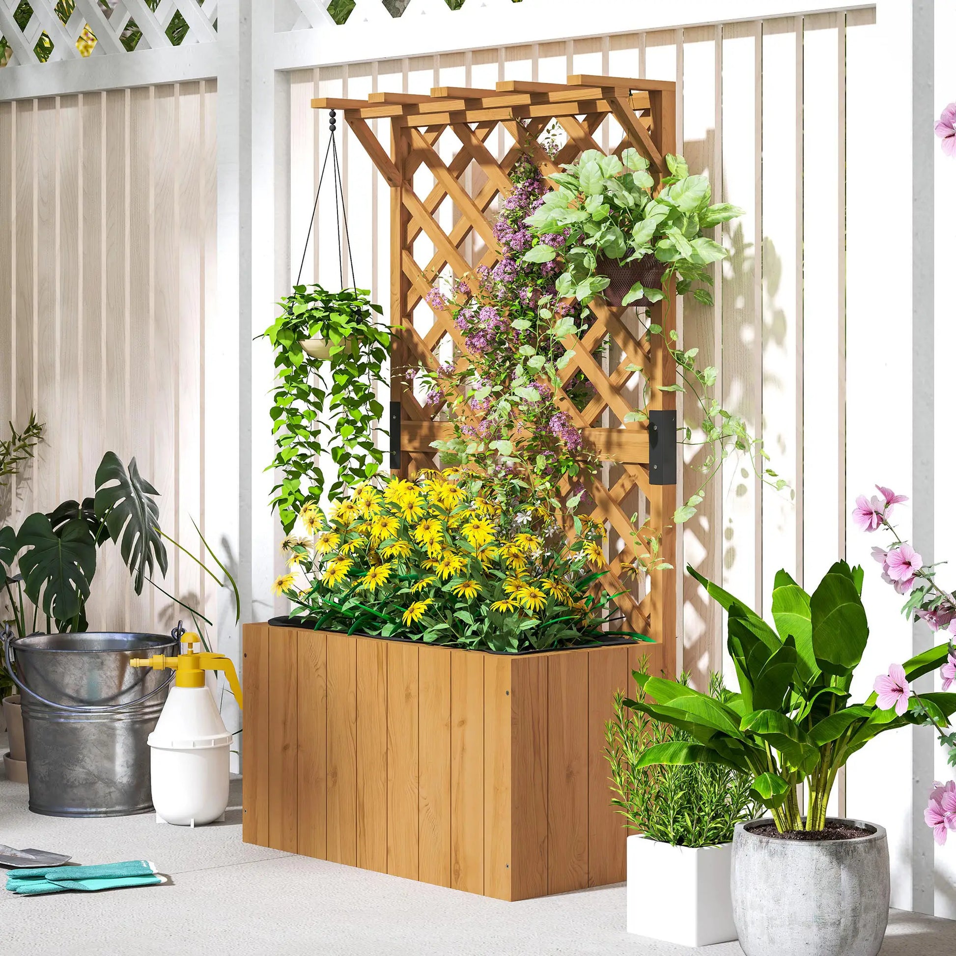 Nancy's Chiusi Plantenbak - Plantenrek - Plantenbed - Dennenhout - ± 65 x 35 x 120 cm