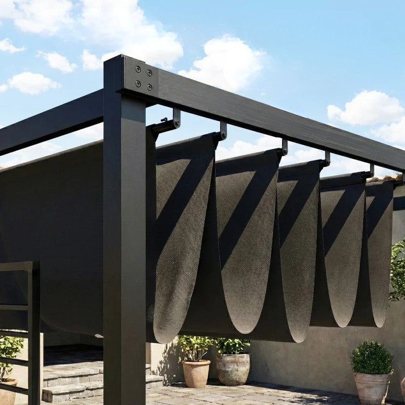 Nancy's Primiero Pergola - Terrasoverkapping - Intrekbaar dak - Grijs - Staal - ± 385 x 300 x 220 cm
