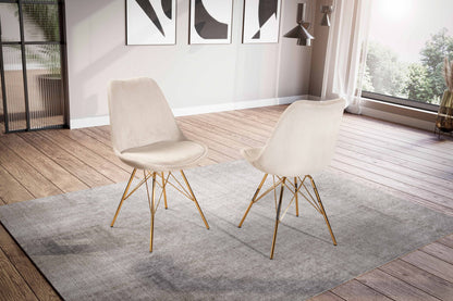 Nancy's Vizela Eetkamerstoelen - Set van 2 - Beige / Goud - Rib stof