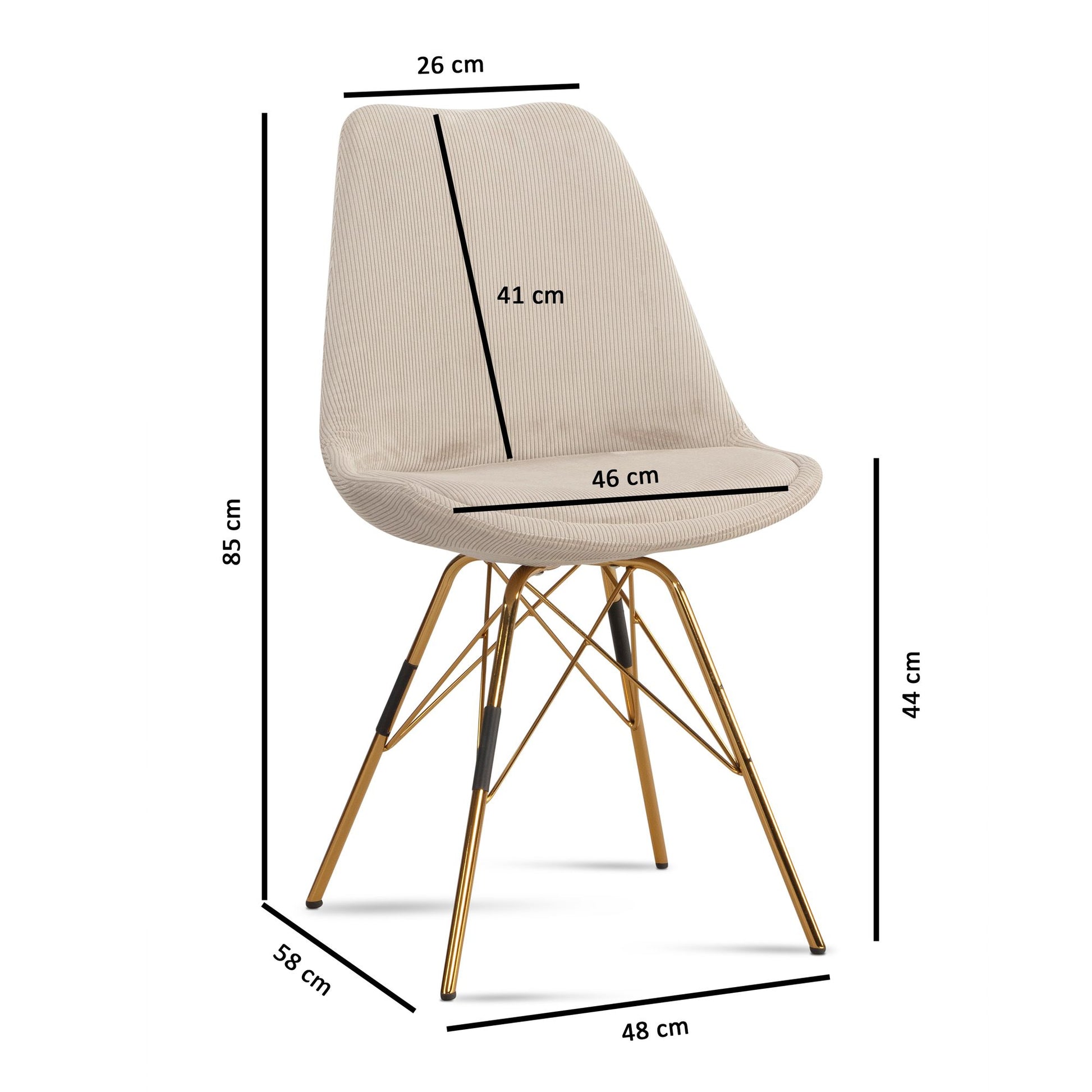 Nancy's Vizela Eetkamerstoelen - Set van 2 - Beige / Goud - Rib stof