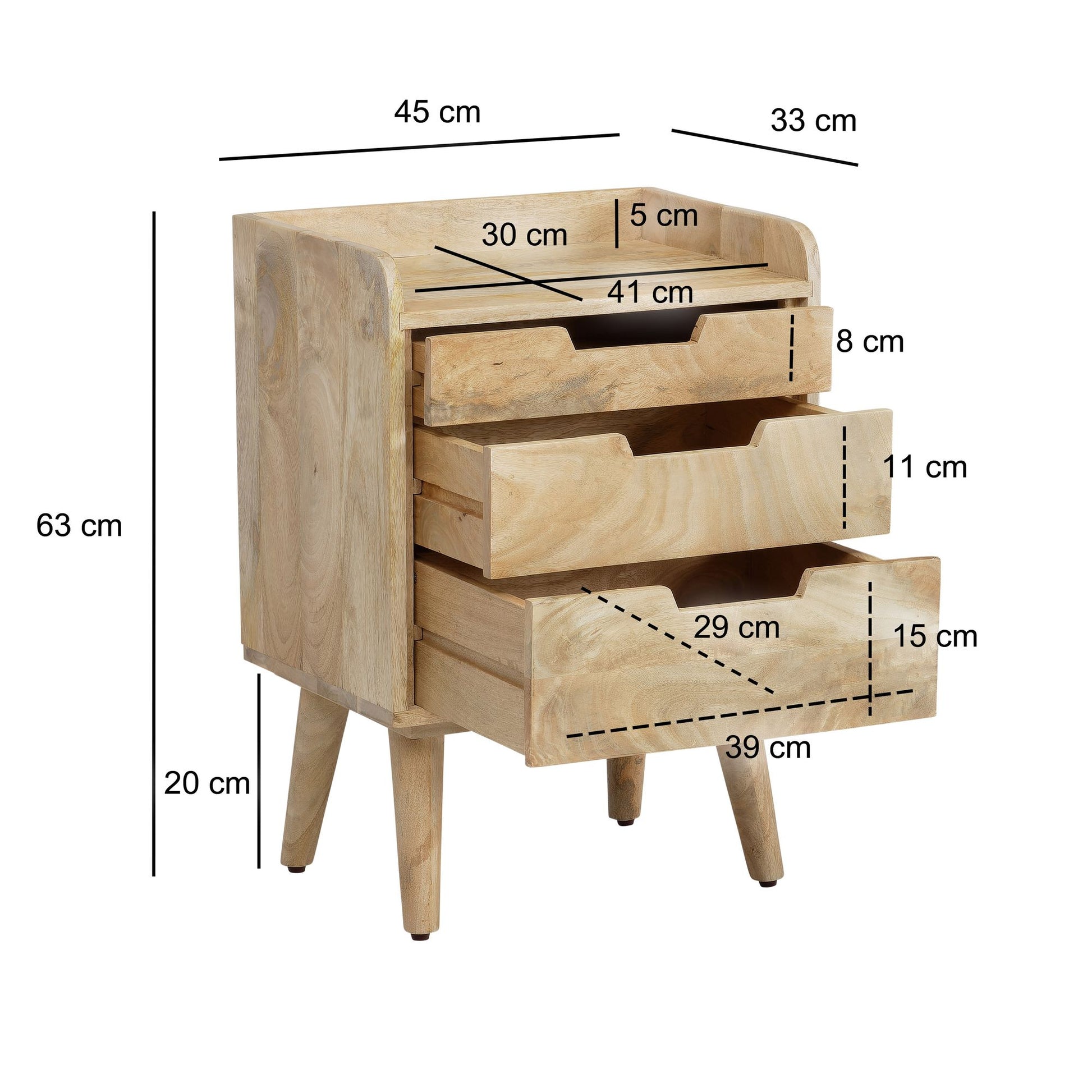 Nancy's Aranhas Nachtkastje met lades - Massief Mangohout - ± 45 x 60 x 30 cm