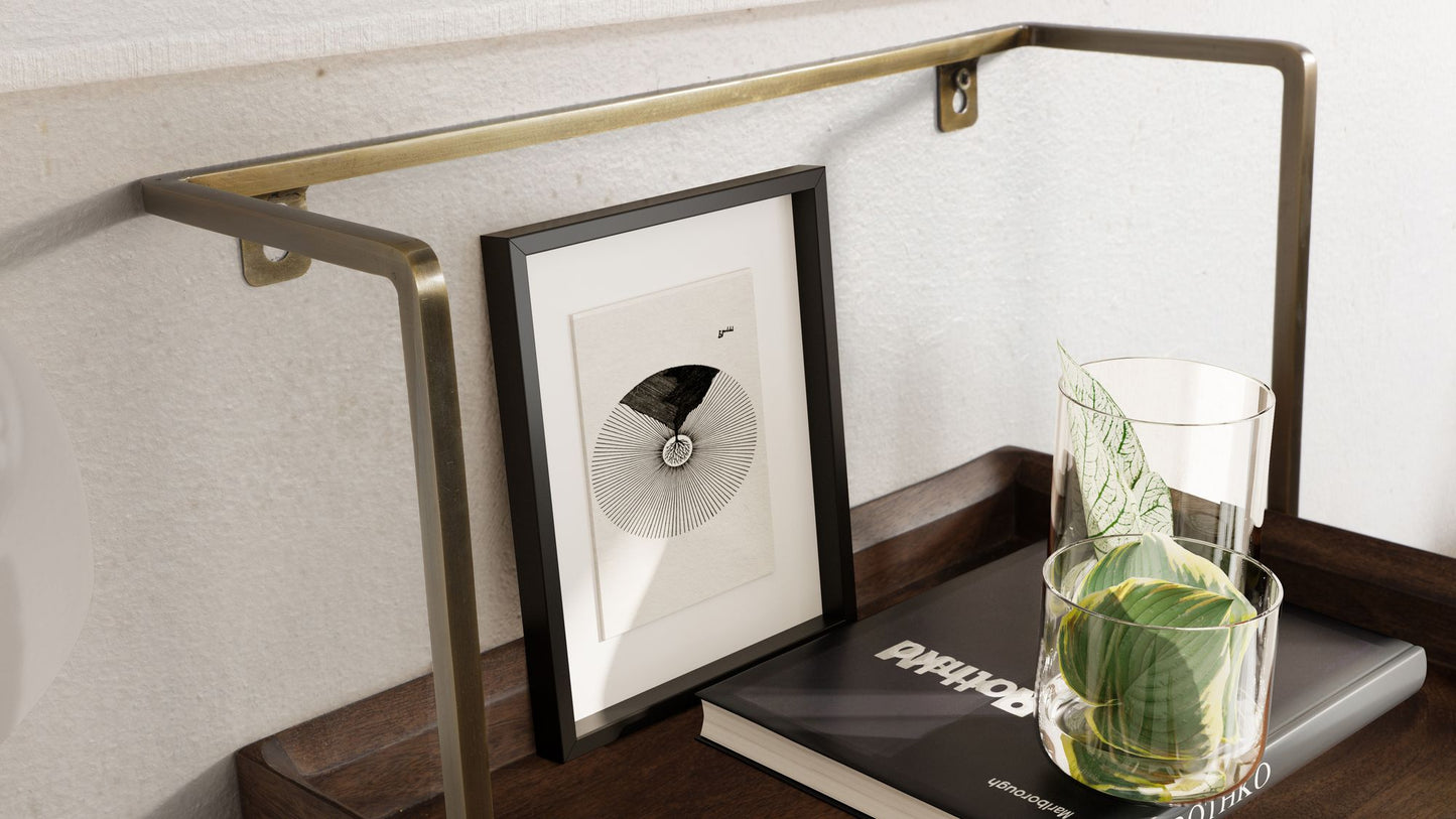 Nancy's Bovolenta Nachtkastje - Zwevende Lade - Donkerbruin / Goud - ± 40 x 10 x 30 cm