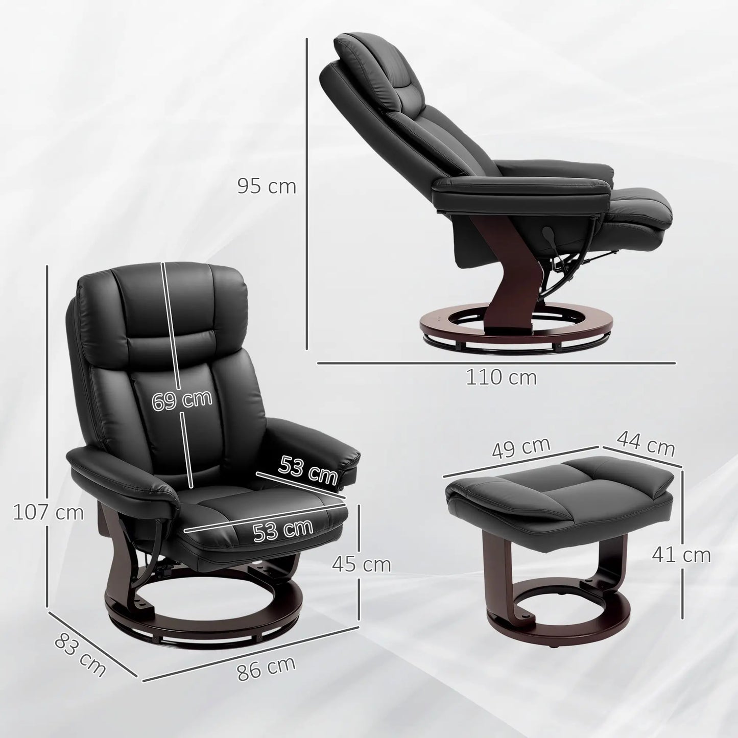 Nancy's Loano Relaxfauteuil - Loungestoel - Relaxstoel - Zwart - Kunstleer