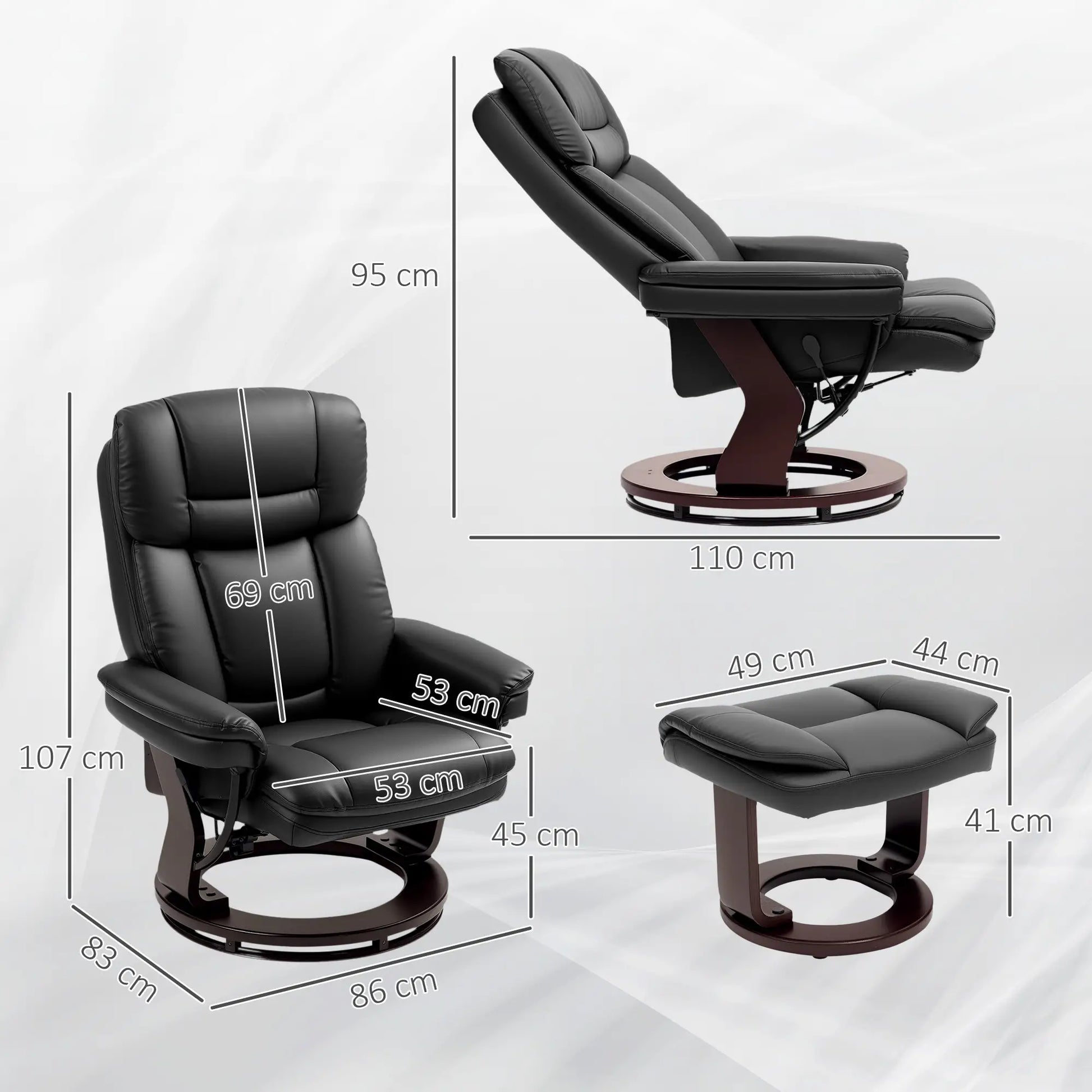 Nancy's Loano Relaxfauteuil - Loungestoel - Relaxstoel - Zwart - Kunstleer