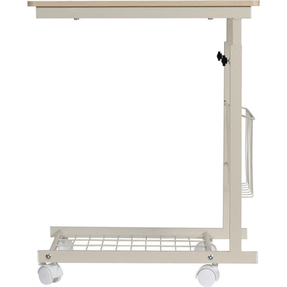 Eleganca Adjustable side table on wheels White