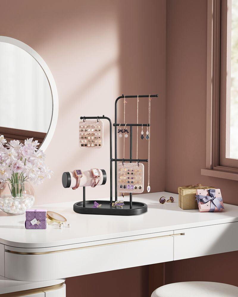 Nancy's Coutada Sieradenhouder - Sieraden rek - Sieradenstandaard - Zwart - Staal / Fluweel - Nancy Homestore