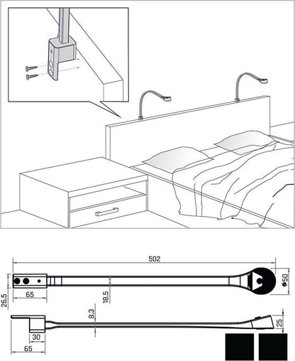 Lampe de bureau LED Eleganca avec port USB 2 pièces Noir