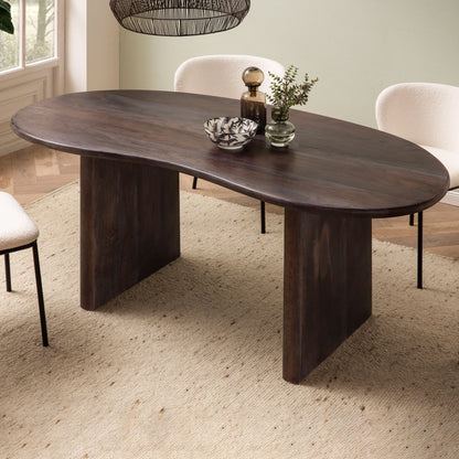 Nancy's Covelinhas Eettafel Ovaal - Eetkamertafel - Keukentafel - Warm Donkerbruin - Massief Acaciahout - 180 x 90 x 75 cm