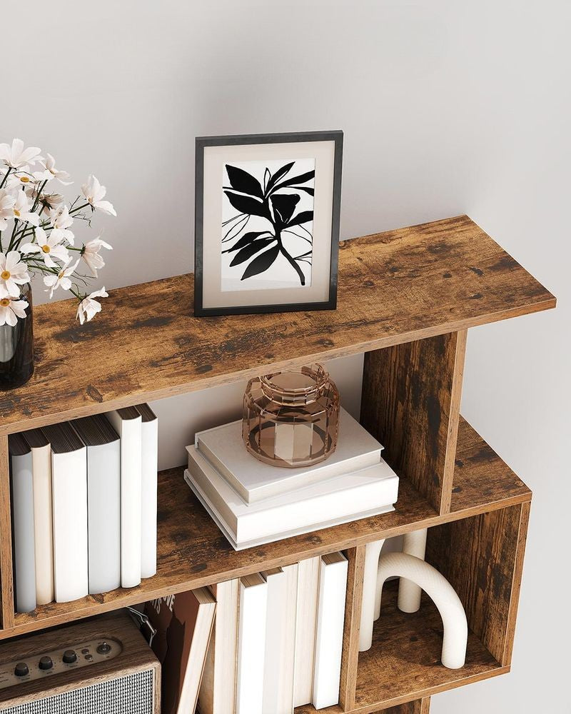 Nancy's Mesero Boekenkast - Opbergkast - Vitrinekast - S-vorm - Bruin - ± 90 x 25 x 160 cm