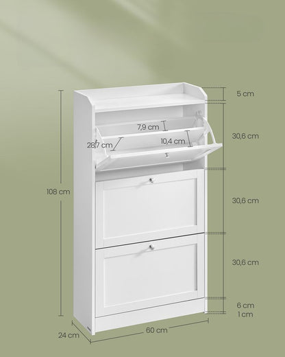 Nancy's Souto Schoenenkast - Schoenenrek - Wit - ± 60 x 25 x 110 cm