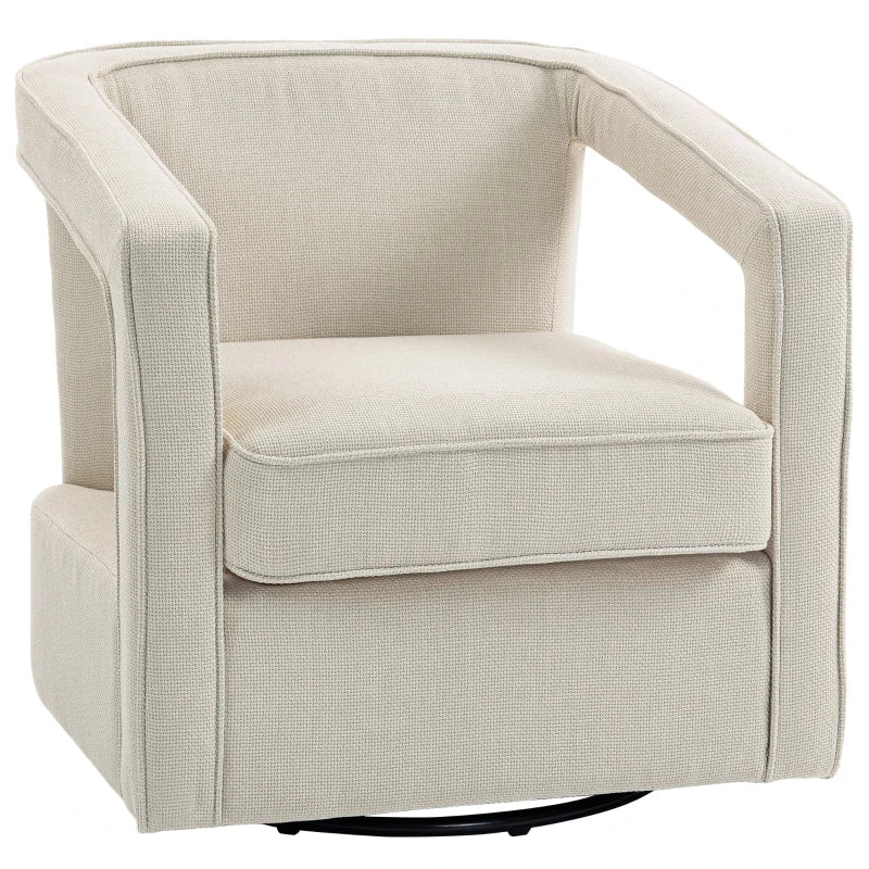 Nancy's Pisogne Draaifauteuil - Draaistoel - Relaxfauteuil - Beige - Linnen