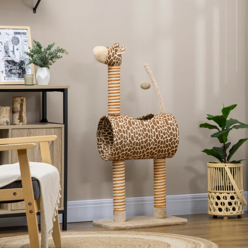 Nancy's Tortora Kattenboom - Klimboom voor katten - Krabpaal in Giraffeontwerp - Beige - ± 50 x 35 x 100 cm