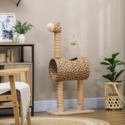 Nancy's Tortora Kattenboom - Klimboom voor katten - Krabpaal in Giraffeontwerp - Beige - ± 50 x 35 x 100 cm