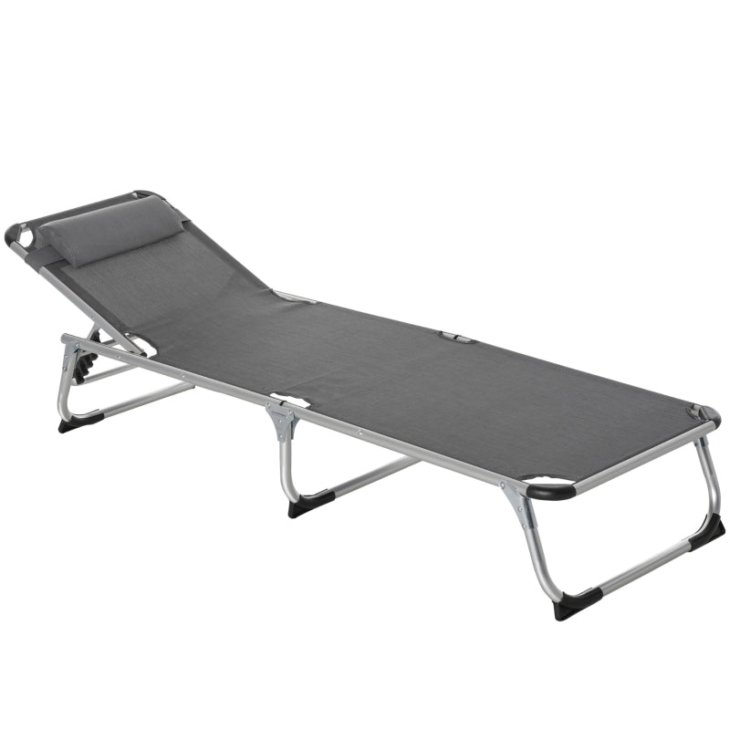 Nancy's Devil Head Garden Ligbed - Loungebed- Ligstoel - Grijs - Aluminium, Texteline - 66,92 cm x 23,62 cm x 7,67 cm