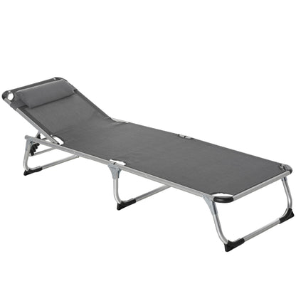 Nancy's Devil Head Garden Ligbed - Loungebed- Ligstoel - Grijs - Aluminium, Texteline - 66,92 cm x 23,62 cm x 7,67 cm