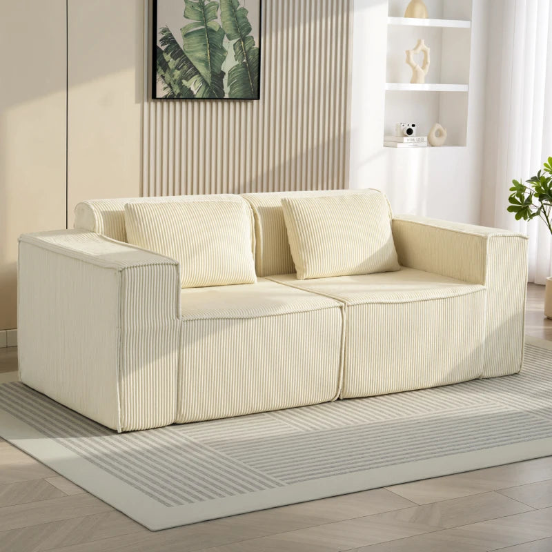 Nancy's Senales 3-Zitsbank - Driezitsbank - Woonkamerbank - Zitbank - Beige - Corduroy - ± 200 x 90 x 75 cm