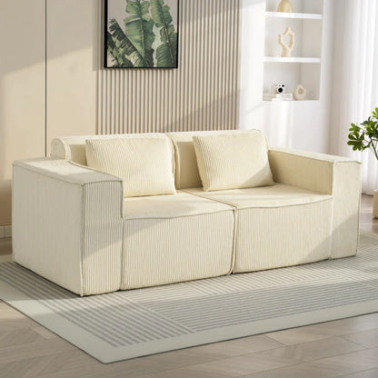 Nancy's Senales 3-Zitsbank - Driezitsbank - Woonkamerbank - Zitbank - Beige - Corduroy - ± 200 x 90 x 75 cm
