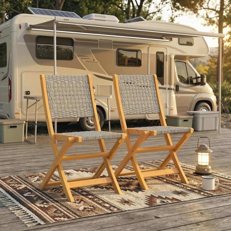 Nancy's Scario Tuinstoelen - Set van 2 - Terrasstoelen - Balkonstoelen - Acaciahout / Rotan