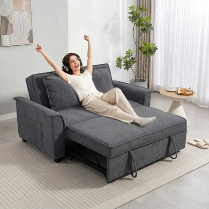 Nancy's Spresiano Slaapbank - Ligbank - Logeerbed - Grijs / Zwart - Chenille Look