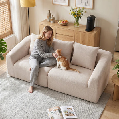 Nancy's Tergu 3-Zitsbank - Sofa - 3 Persoons Bank - Beige - Chenille Look - ± 225 x 95 x 85 cm