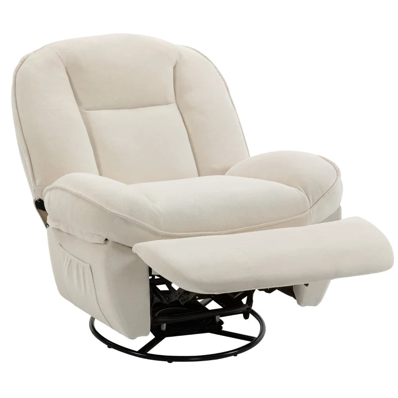 Nancy's Sermide Relaxfauteuil - Loungestoel - Relaxstoel - Fauteuil - Draaibaar - Verstelbaar - Crèmewit - Chenille