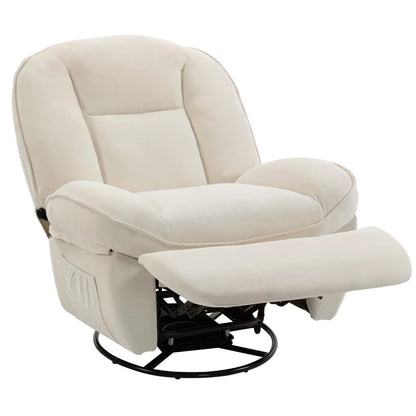 Nancy's Sermide Relaxfauteuil - Loungestoel - Relaxstoel - Fauteuil - Draaibaar - Verstelbaar - Crèmewit - Chenille