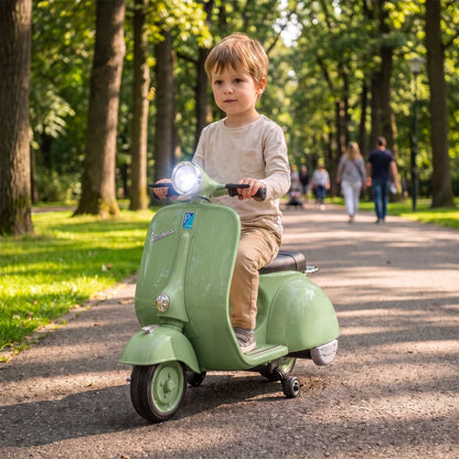 Nancy's Tolmezzo Elektrische Vespa voor Kinderen - Muziek en LED-koplamp - Afneembare zijwieltjes - Groen