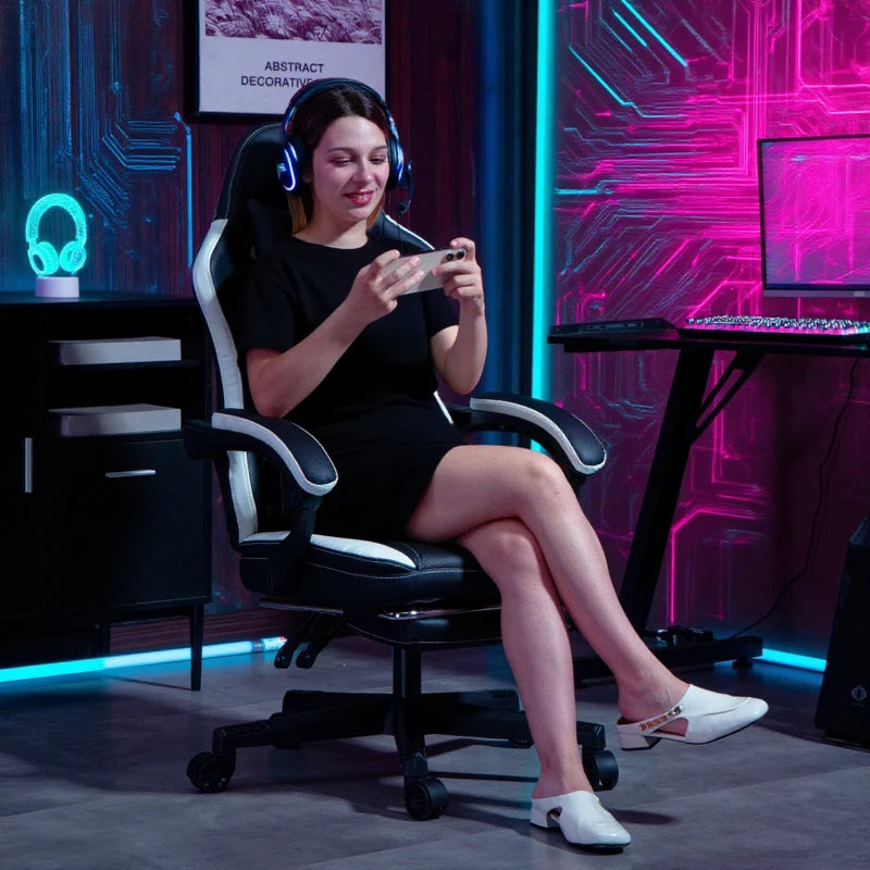 Nancy's Orvinio Gamingstoel - Gamestoel - Bureaustoel - Ergonomisch - Zwart / Wit