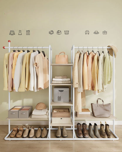 Nancy's Moretta Kledingrek - Garderoberek - Kledingstang - Naturel Beige / Wit - ± 165 x 35 x 175 cm