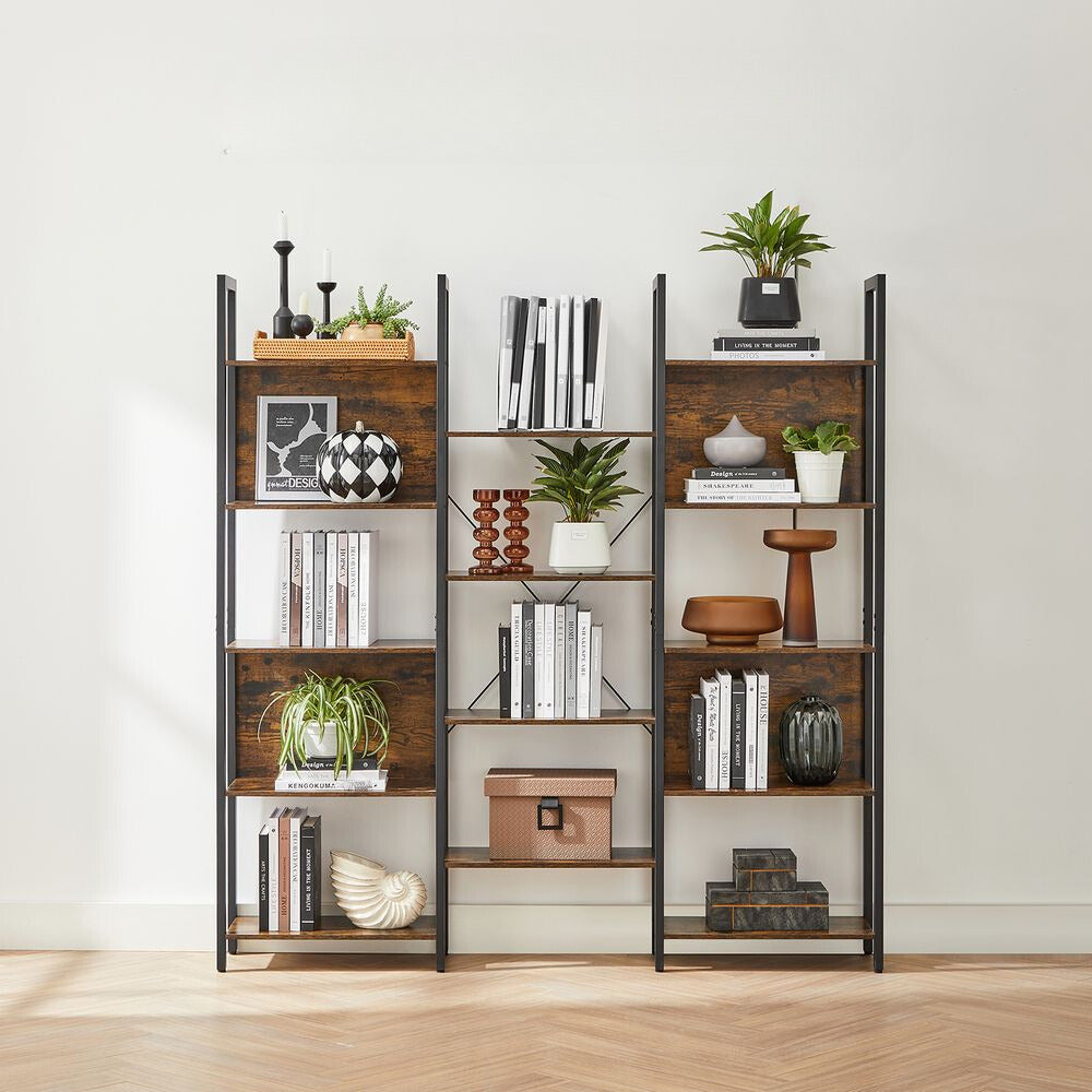 Nancy's Mossley Bookcase with 14 shelves - Storage cabinet - Industrial - Black - Brown - 158 x 24 x 166 cm