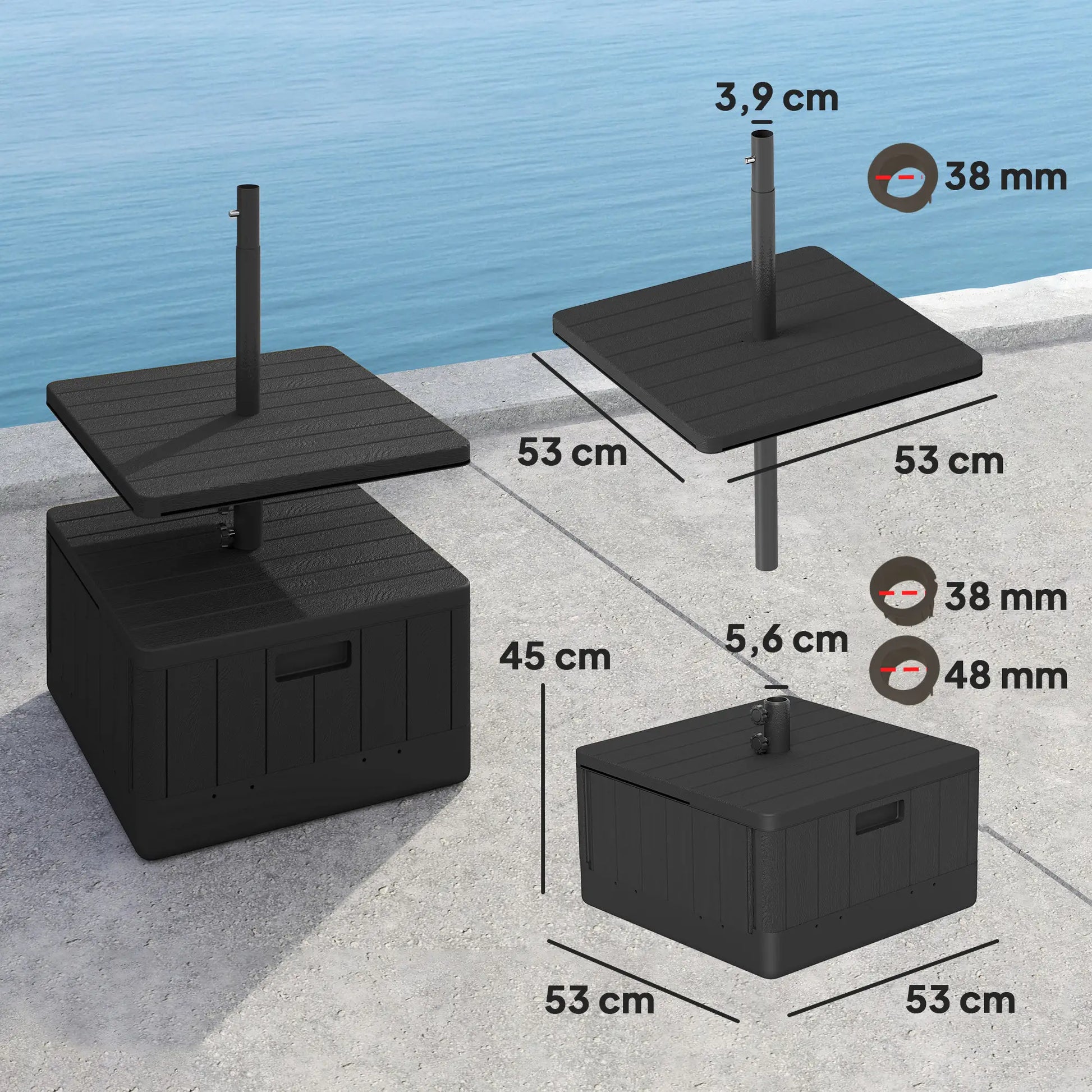 Nancy's Sousel Parasolvoet - Parasol Standaard - Parasolhouder - Parasolbak - Zwart