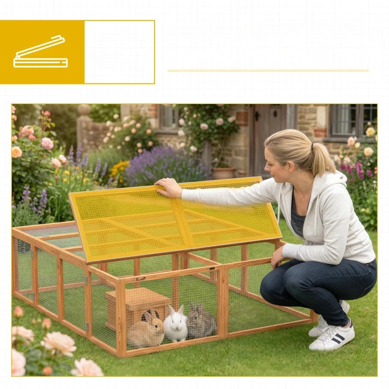 Nancy's Rossiglione Konijnenhok - Konijnenren - Dierenverblijf - Dierenhok - Dennenhout - ± 180 x 150 x 50 cm