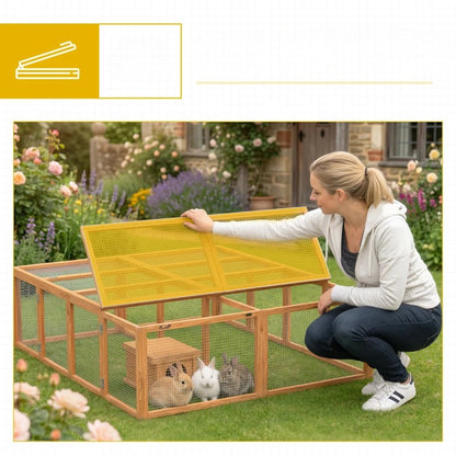 Nancy's Rossiglione Konijnenhok - Konijnenren - Dierenverblijf - Dierenhok - Dennenhout - ± 180 x 150 x 50 cm