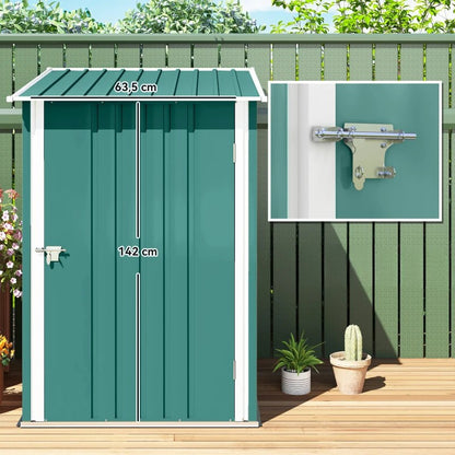 Nancy's Pejo Opbergschuur - Tuinschuur - Gereedschapsschuur - Groen - Staal - ± 100 x 100 x 160 cm