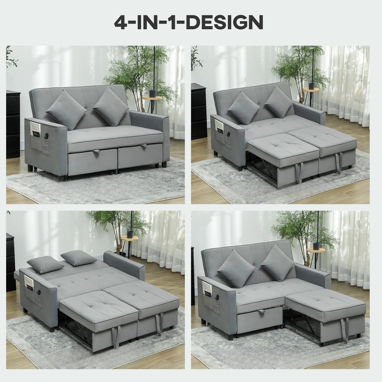 Nancy's Castelrotto Slaapbank - Logeerbank - Grijs - Fluweel